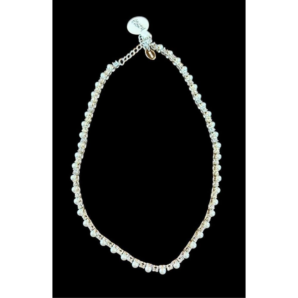 Shashi Classique Pearl & Rhinestone Necklace in Silver New